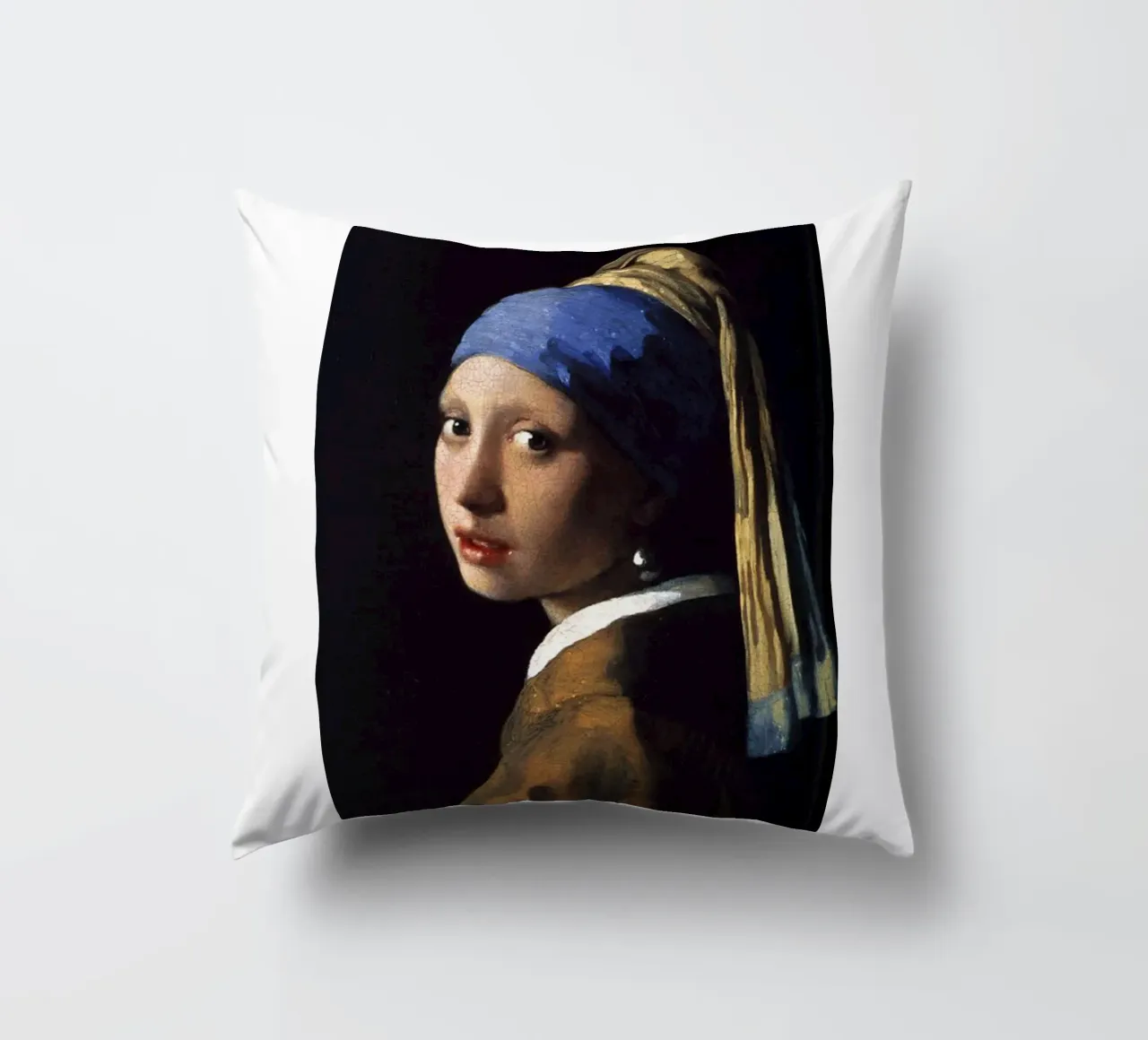 vermeer - girl with pearl earring decorative cushion by The Dinda