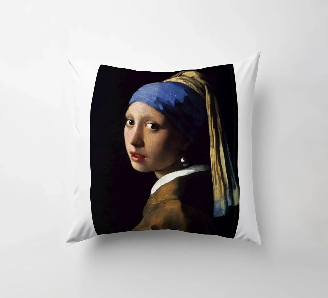 vermeer - girl with pearl earring decorative cushion by The Dinda