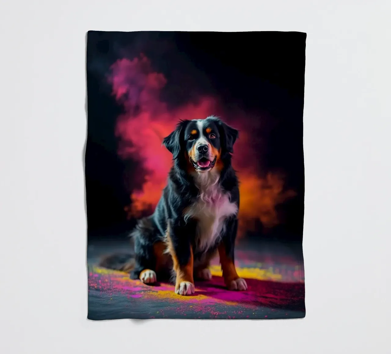The colorful Bernese Mountain Dog #199 fleece blanket by Yumis.Beargang.and.Me