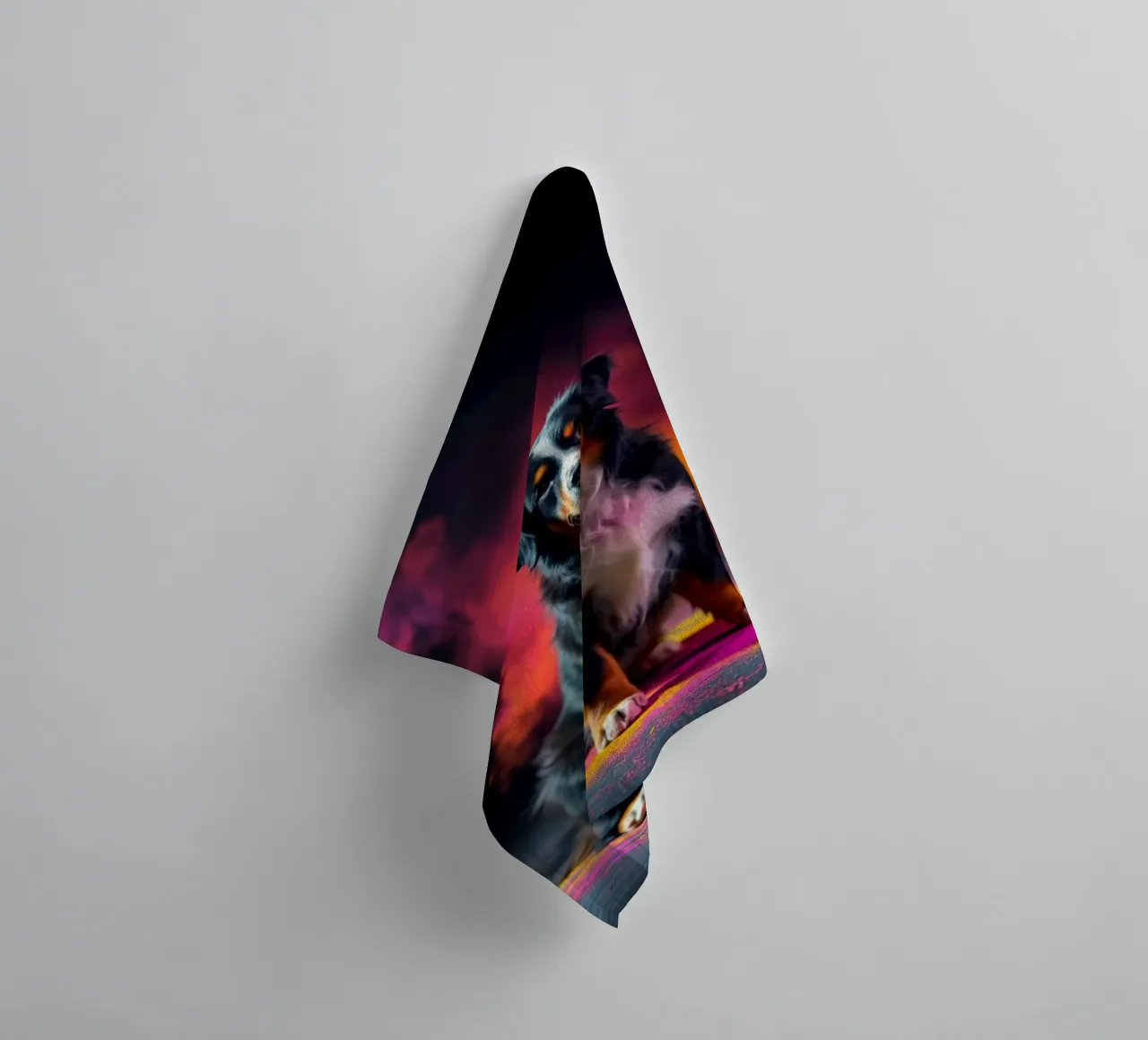 The colorful Bernese Mountain Dog #199 towel by Yumis.Beargang.and.Me
