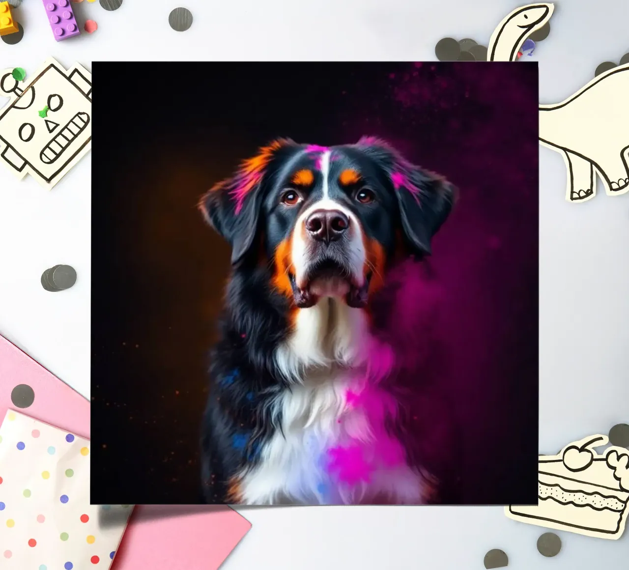 The colorful Bernese Mountain Dog #200 sticker sheet by Yumis.Beargang.and.Me