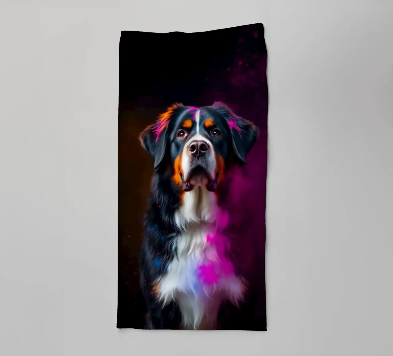 De kleurrijke Berner Sennenhond #200 badhanddoek van Yumis.Beargang.and.Me