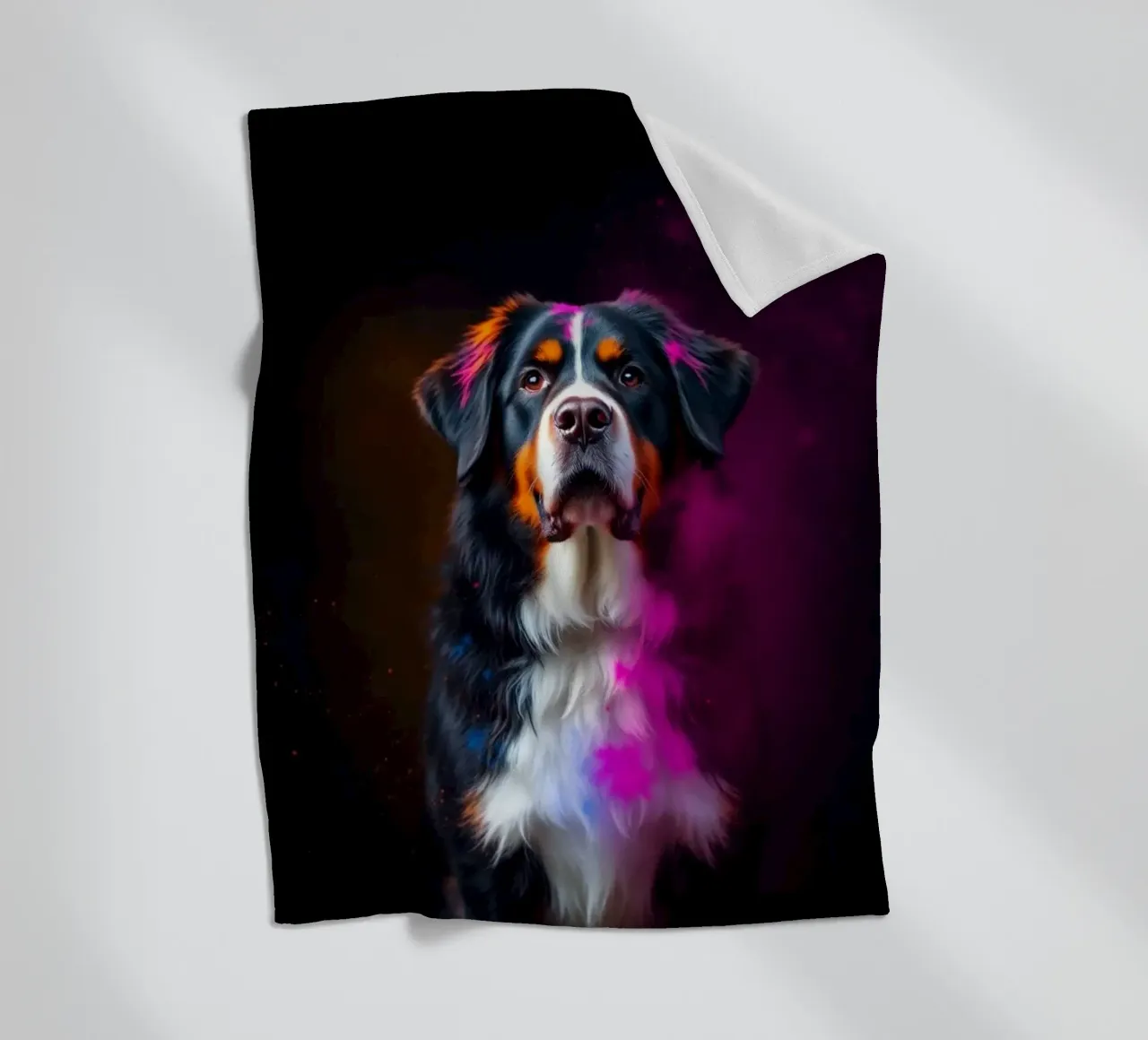 The colorful Bernese Mountain Dog #200 fleece blanket by Yumis.Beargang.and.Me