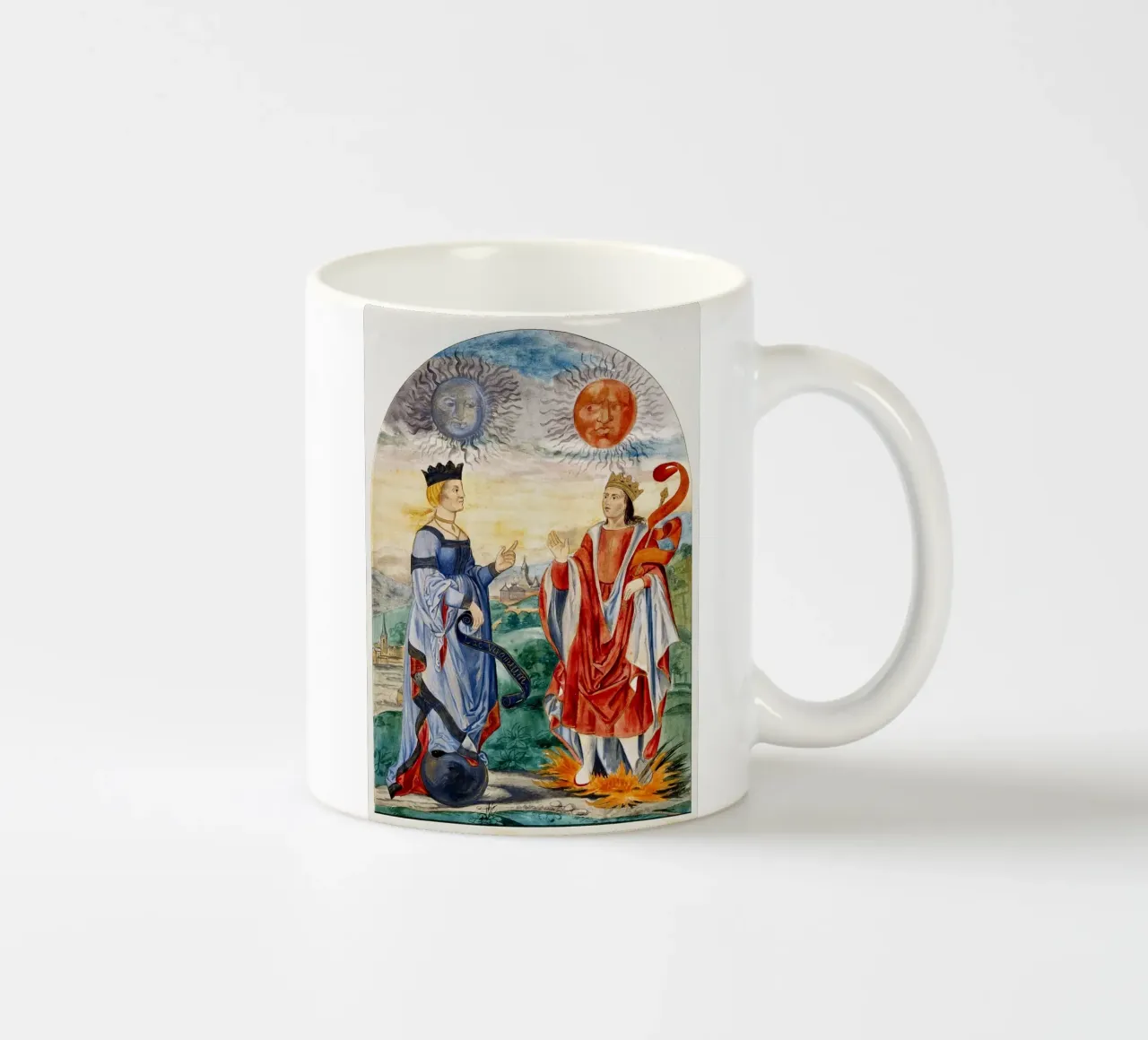 Hemelse vorsten: Maan Koningin & Zon Koning Kunst Print keramische mok van Venus Art