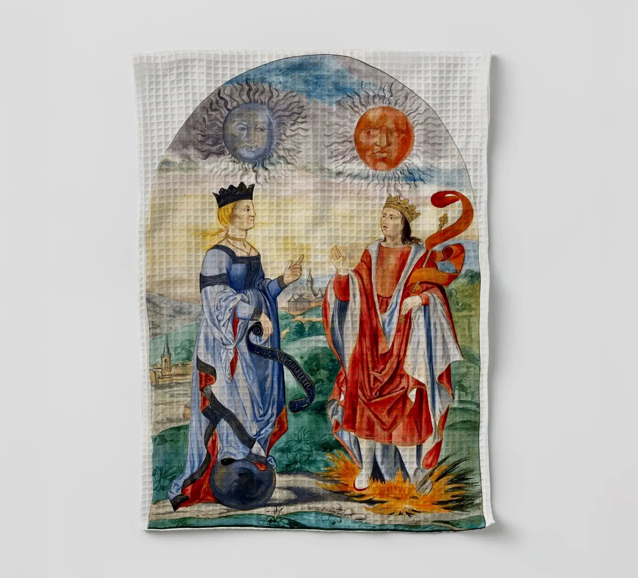 Hemelse vorsten: Maan Koningin & Zon Koning Kunst Print theedoek van Venus Art