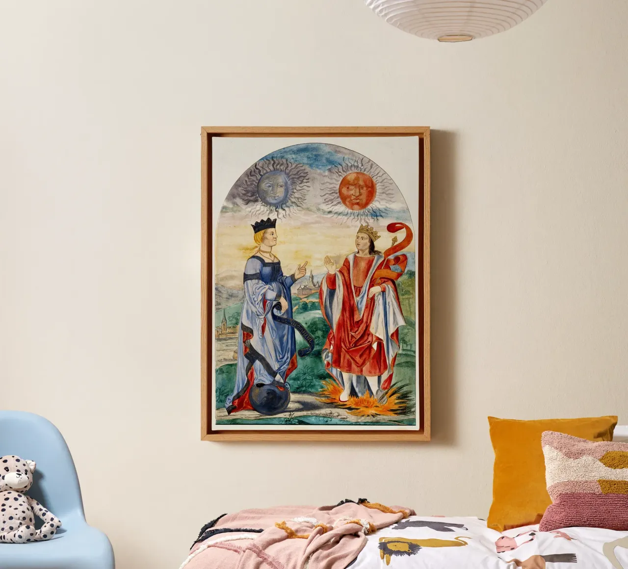 Hemelse vorsten: Maan Koningin & Zon Koning Kunst Print canvas met Baklijst van Venus Art