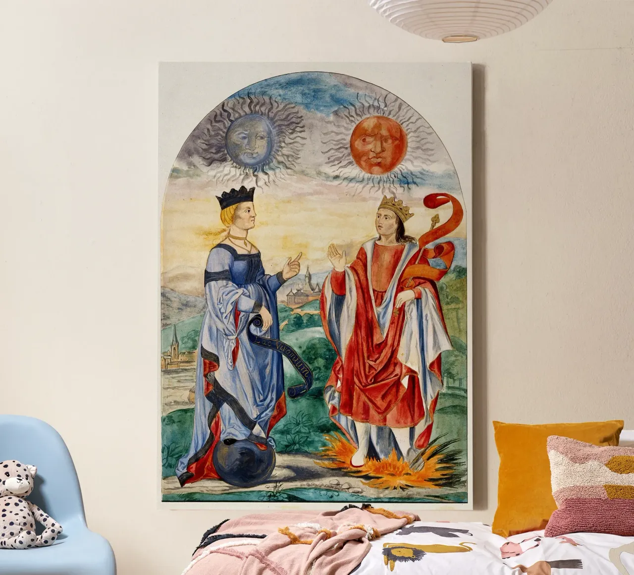 Hemelse vorsten: Maan Koningin & Zon Koning Kunst Print canvas met Baklijst van Venus Art