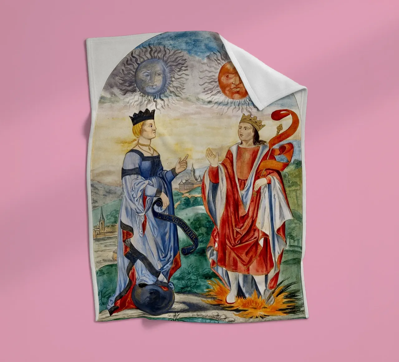 Hemelse vorsten: Maan Koningin & Zon Koning Kunst Print fleecedeken van Venus Art