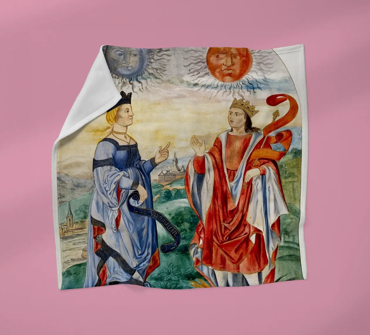 Hemelse vorsten: Maan Koningin & Zon Koning Kunst Print fleecedeken van Venus Art