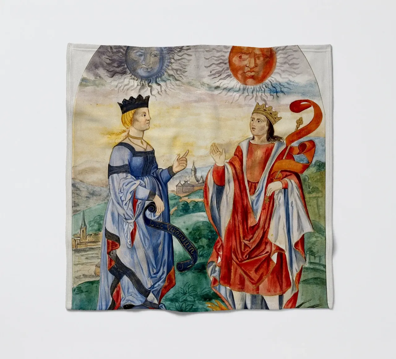 Hemelse vorsten: Maan Koningin & Zon Koning Kunst Print fleecedeken van Venus Art