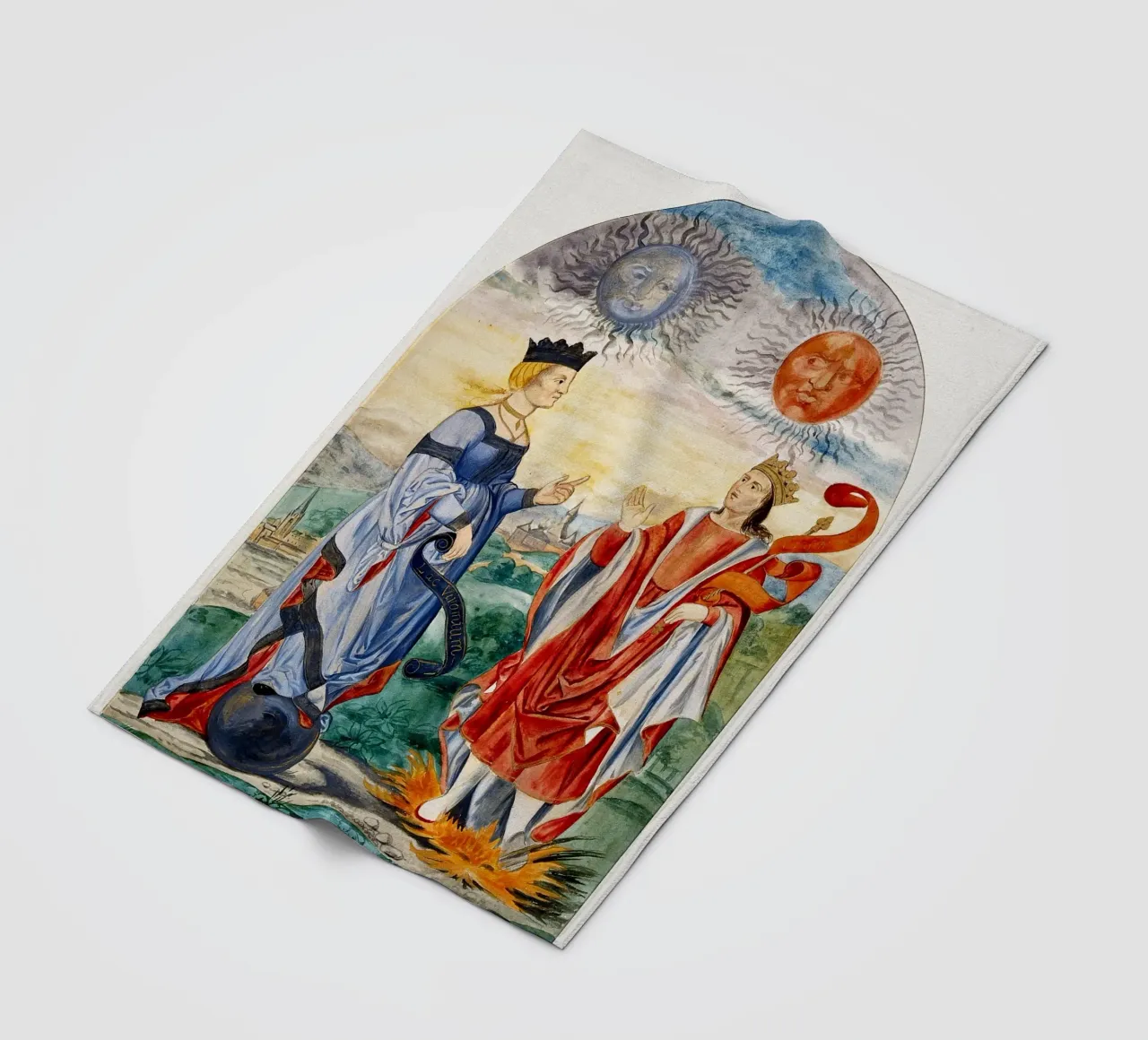 Hemelse vorsten: Maan Koningin & Zon Koning Kunst Print fleecedeken van Venus Art