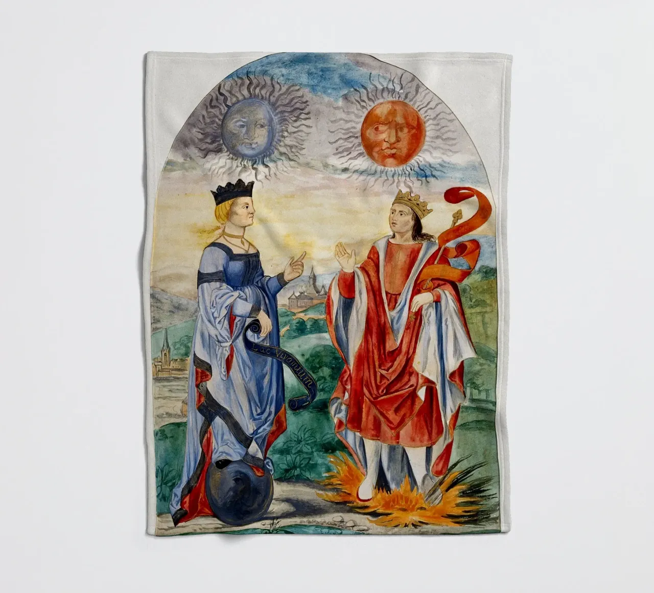 Hemelse vorsten: Maan Koningin & Zon Koning Kunst Print fleecedeken van Venus Art