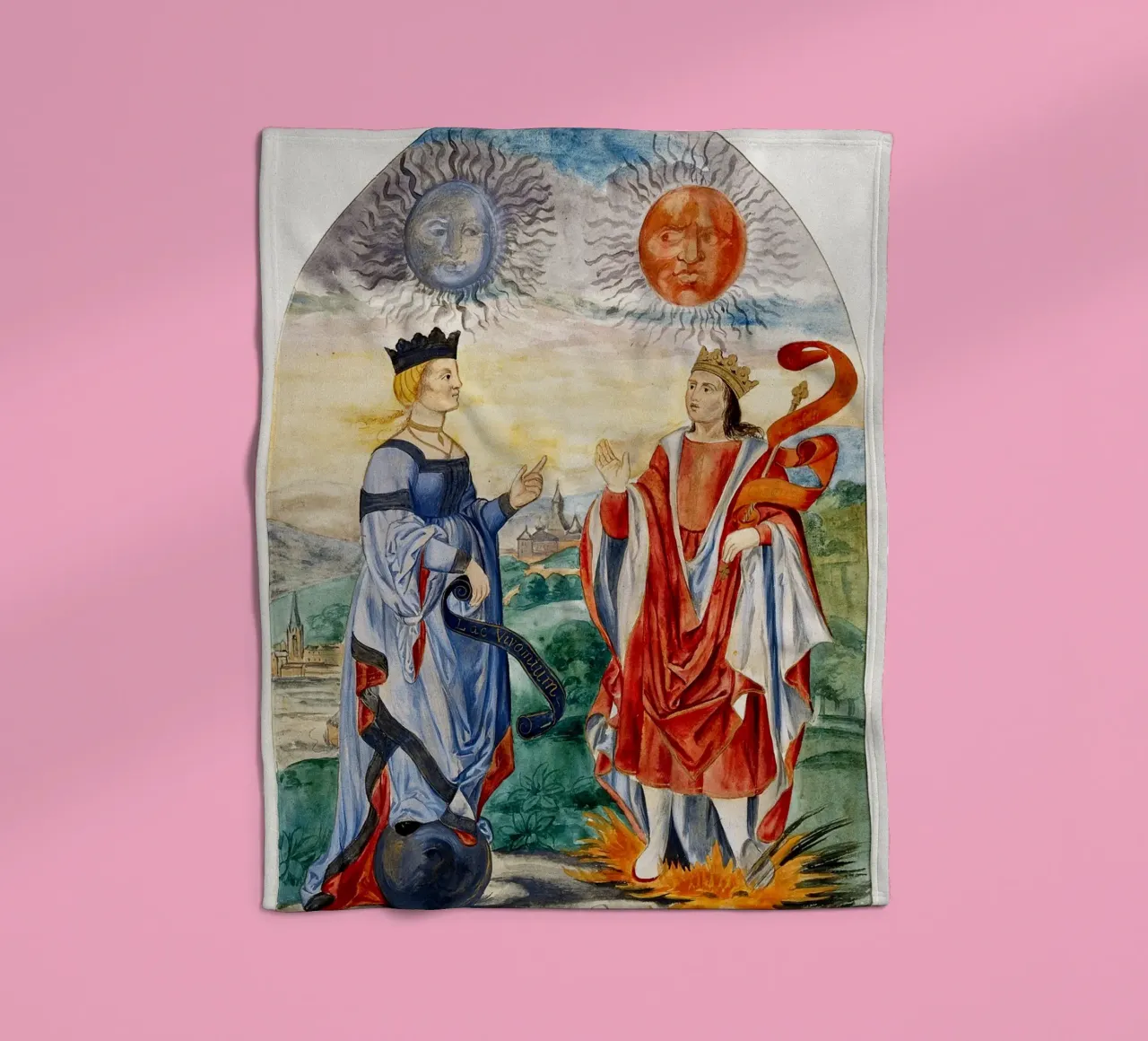 Hemelse vorsten: Maan Koningin & Zon Koning Kunst Print fleecedeken van Venus Art