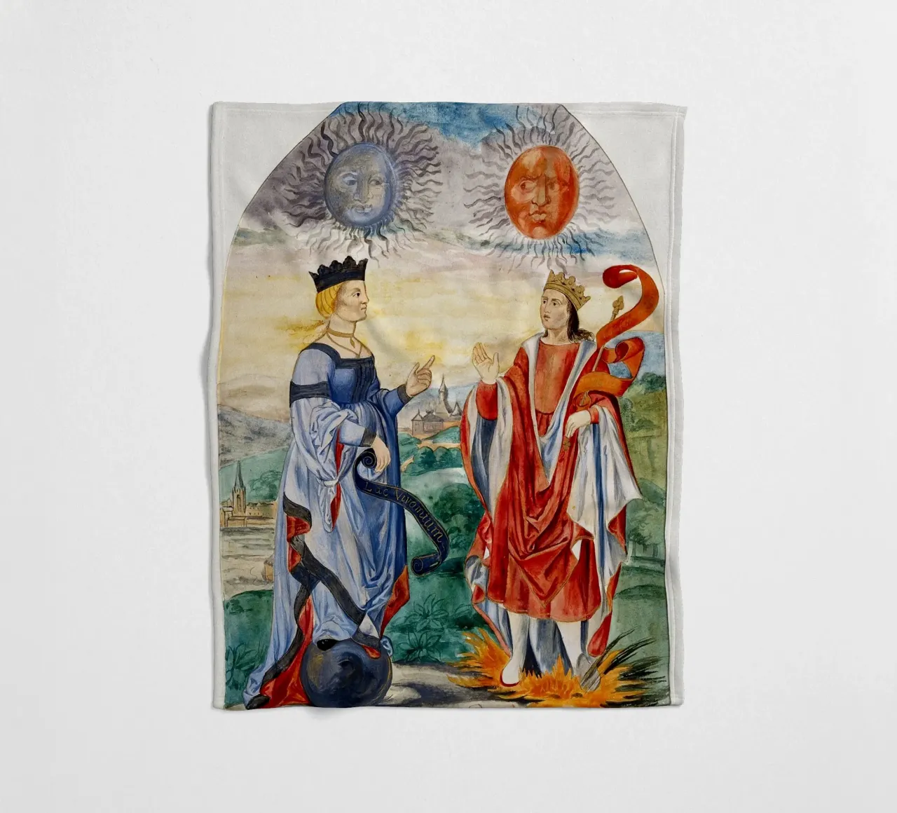 Hemelse vorsten: Maan Koningin & Zon Koning Kunst Print fleecedeken van Venus Art