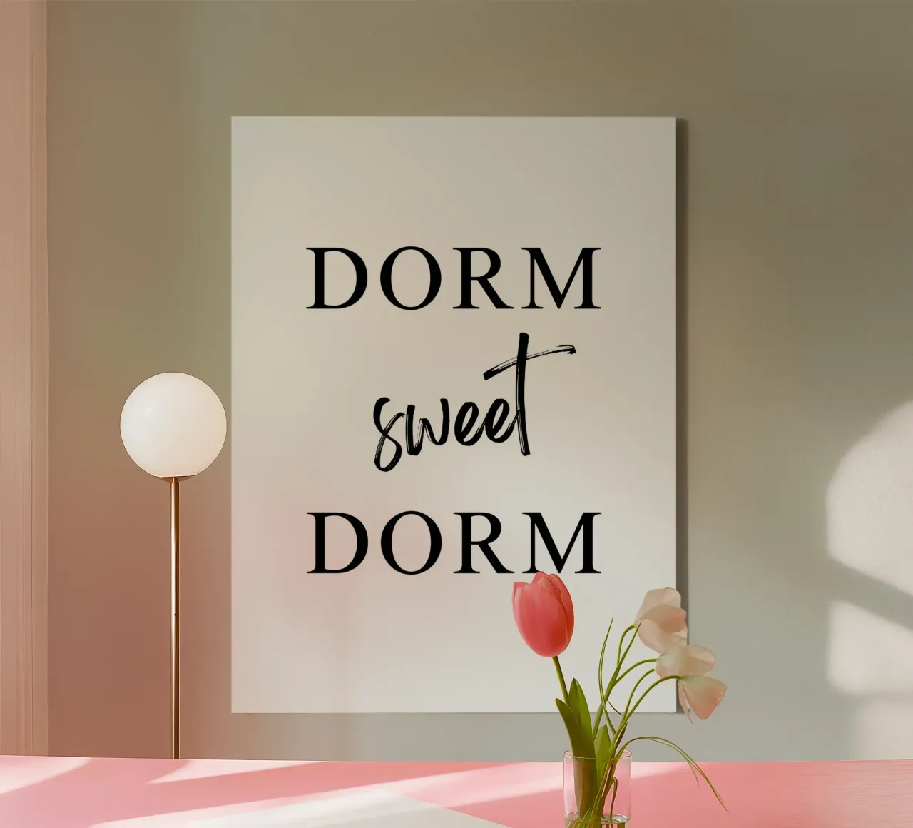 Dorm sweet Dorm canvas met Baklijst van typostudio