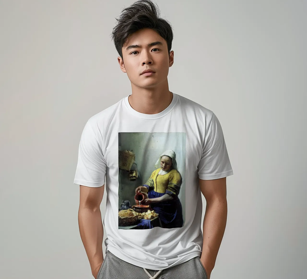 vemeer - una sguattera che versa il latte t-shirt da The Dinda