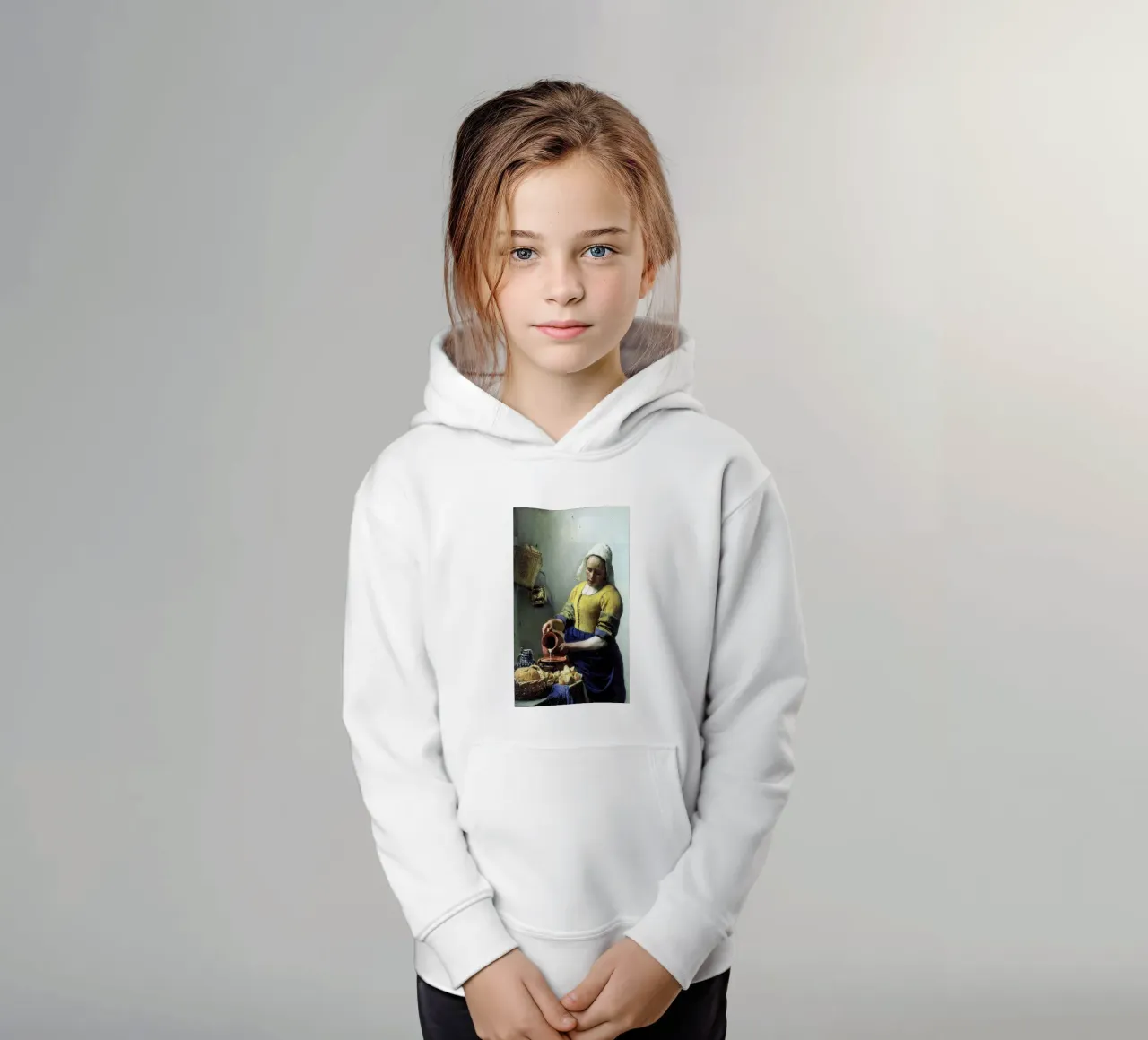 vemeer - una sguattera che versa il latte felpa bambino con cappuccio da The Dinda