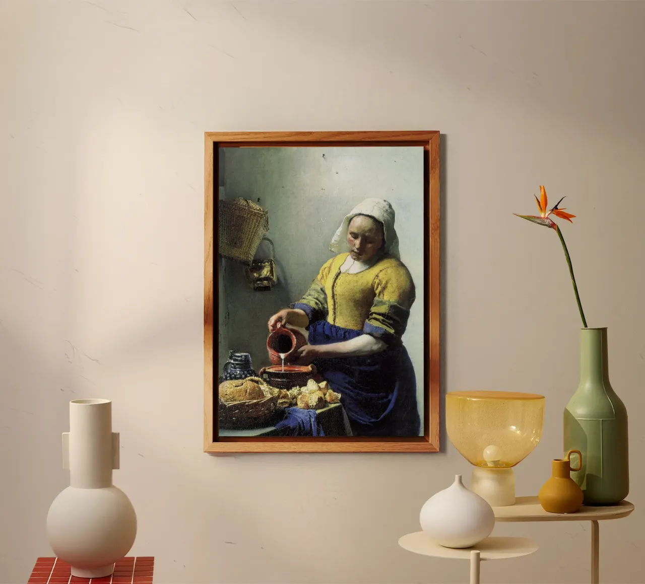 vemeer - una sguattera che versa il latte alluminio dibond da The Dinda