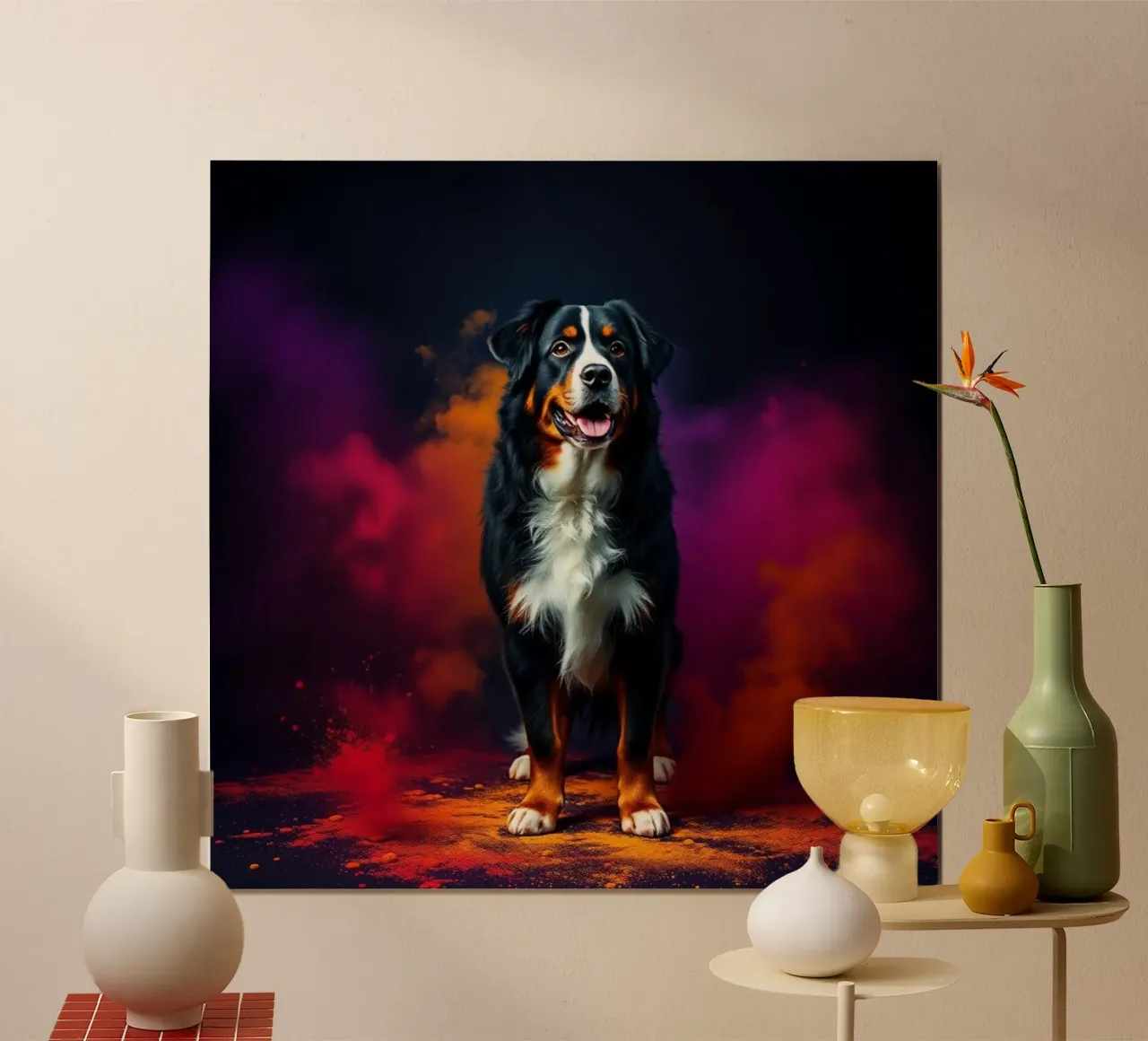 The colorful Bernese Mountain Dog #202 poster by Yumis.Beargang.and.Me