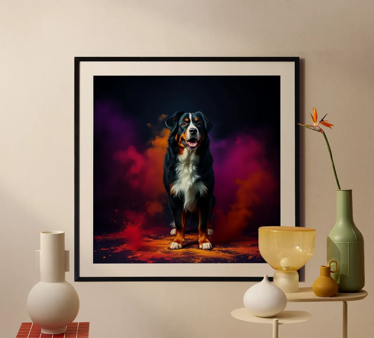 The colorful Bernese Mountain Dog #202 poster by Yumis.Beargang.and.Me