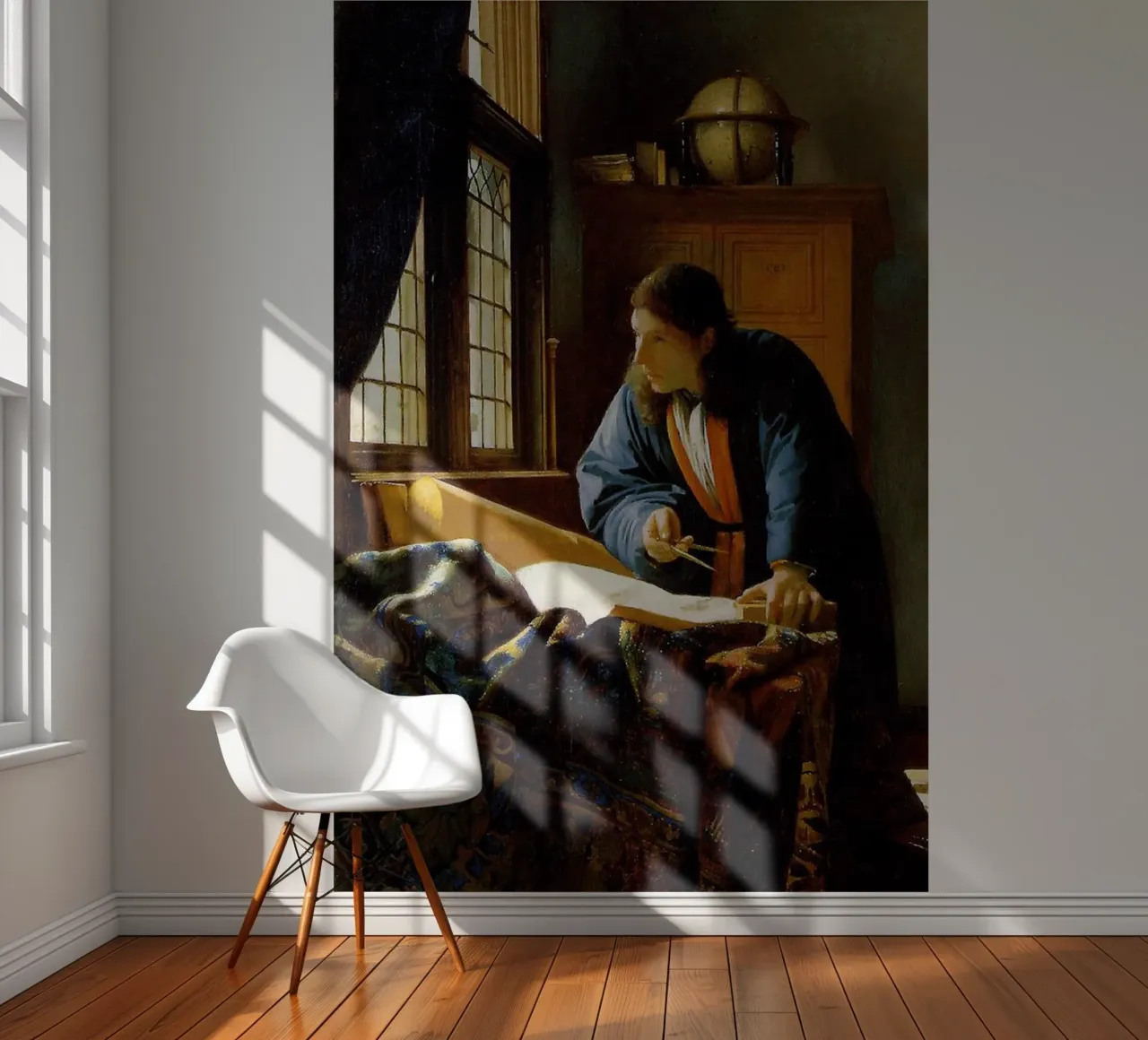 vermeer - un geógrafo que estudia los mapas papel para pared de The Dinda