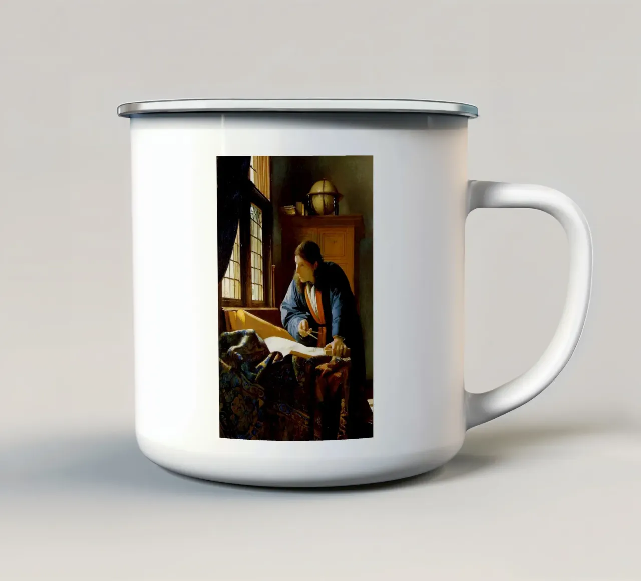 vermeer - un geografo che studia le mappe tazza in smalto da The Dinda