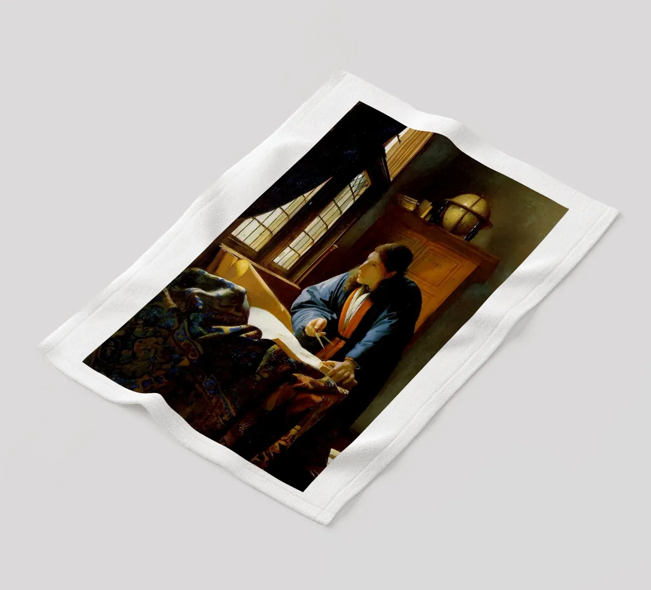 vermeer - un geografo che studia le mappe coperta in pile da The Dinda