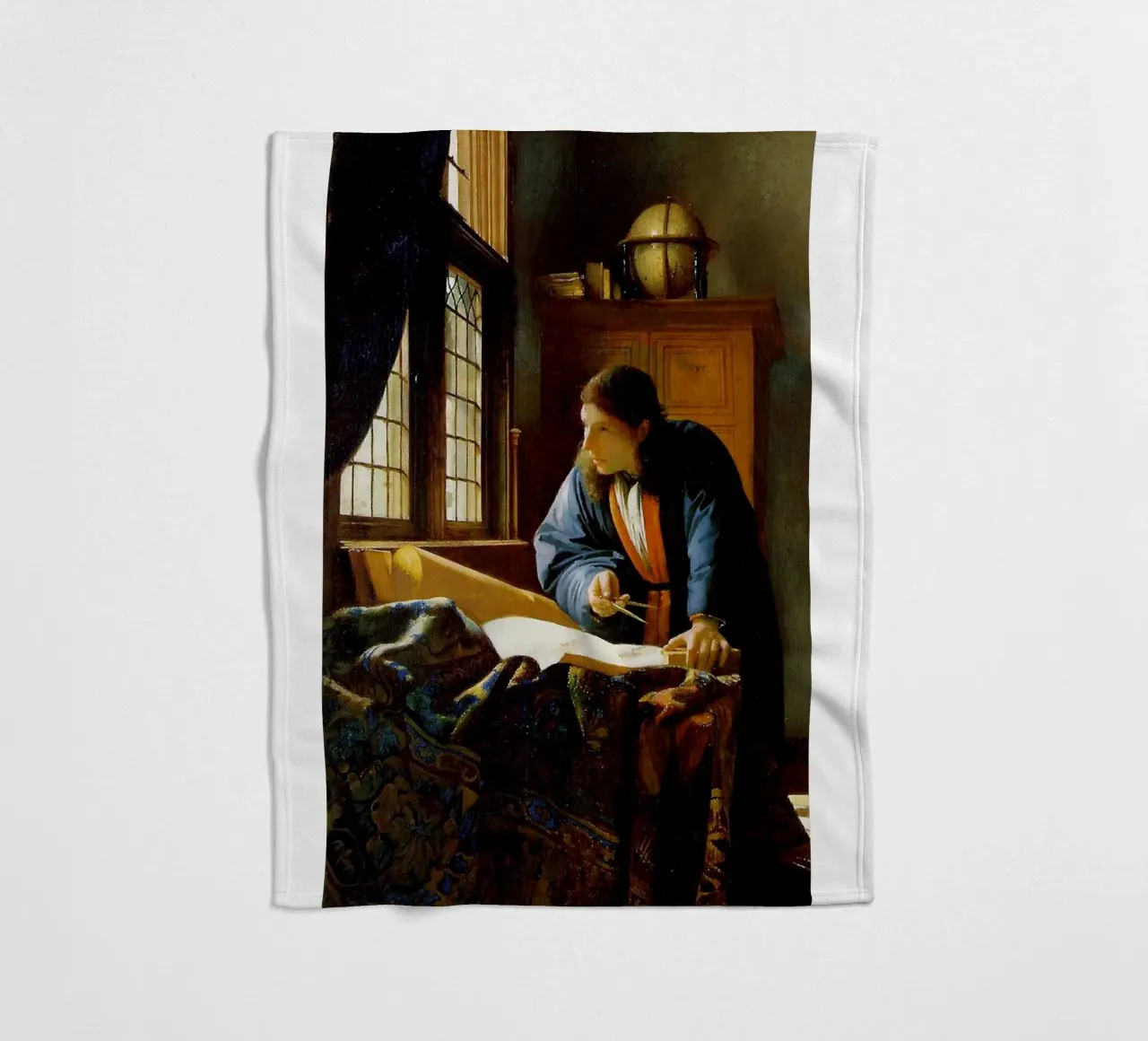 vermeer - un geografo che studia le mappe coperta in pile da The Dinda