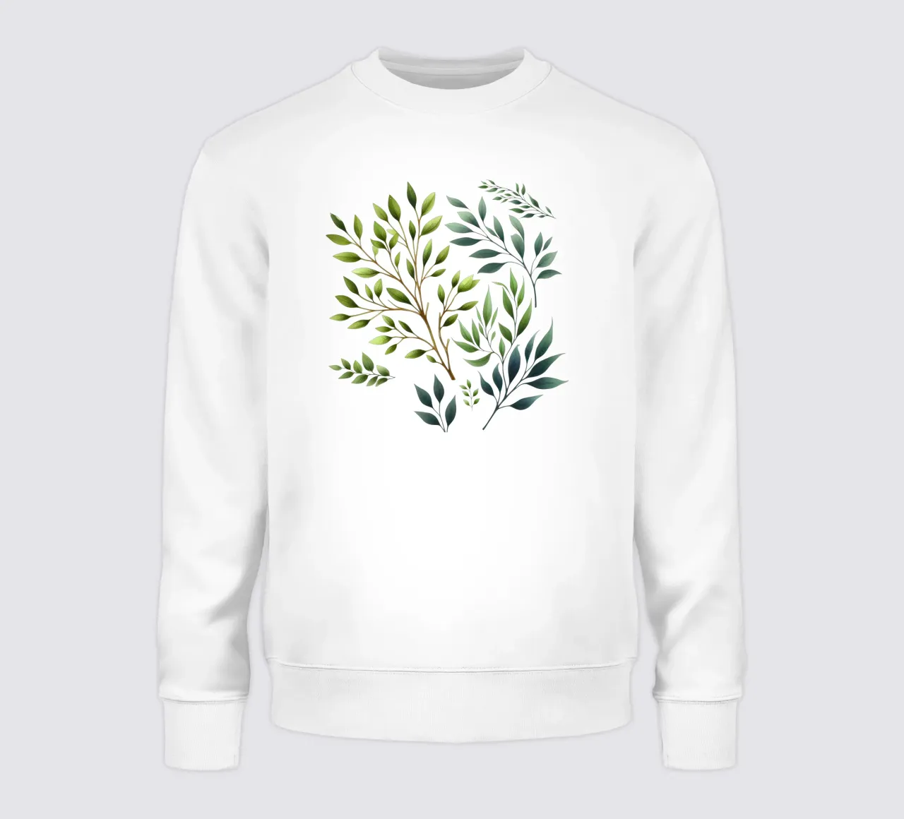 Ramas Estampado Botánico Verde y Crema sudadera de SilverPegasus