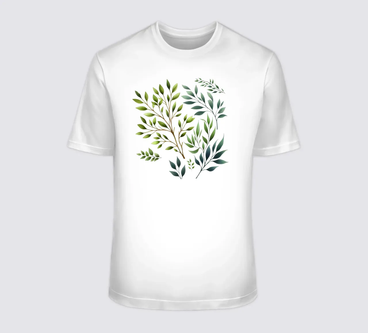 Branches Botanical Print Green and Cream t-shirt by SilverPegasus