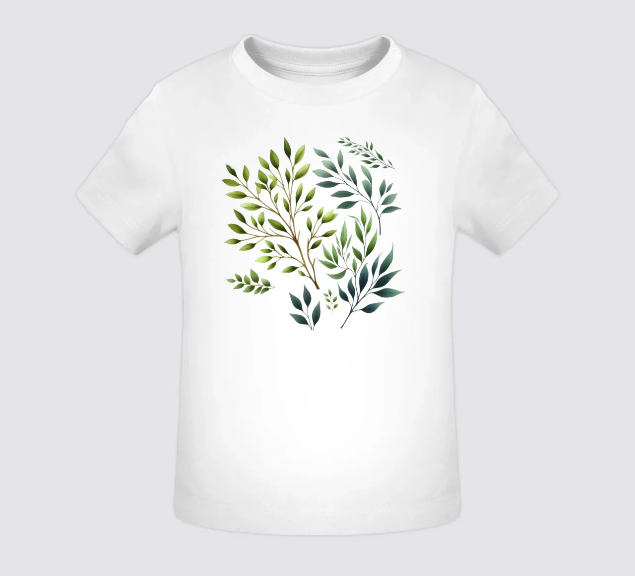 Branches Botanical Print Green and Cream baby t-shirt by SilverPegasus