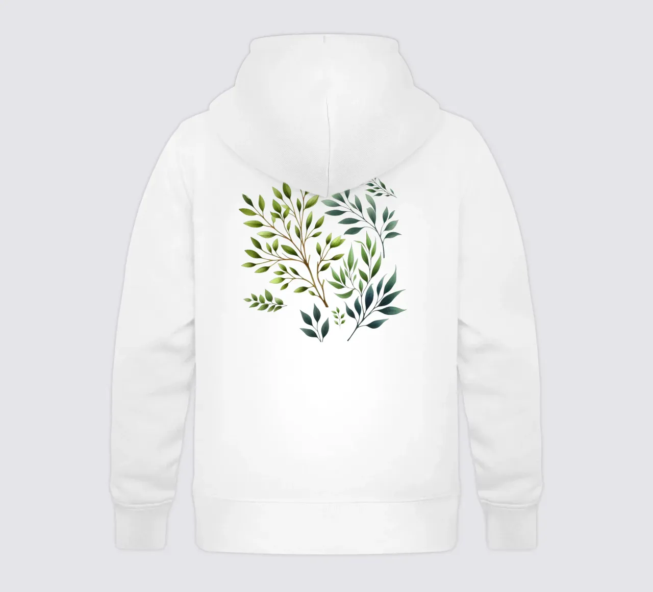 Branches Botanical Print Green and Cream kids hoodie by SilverPegasus