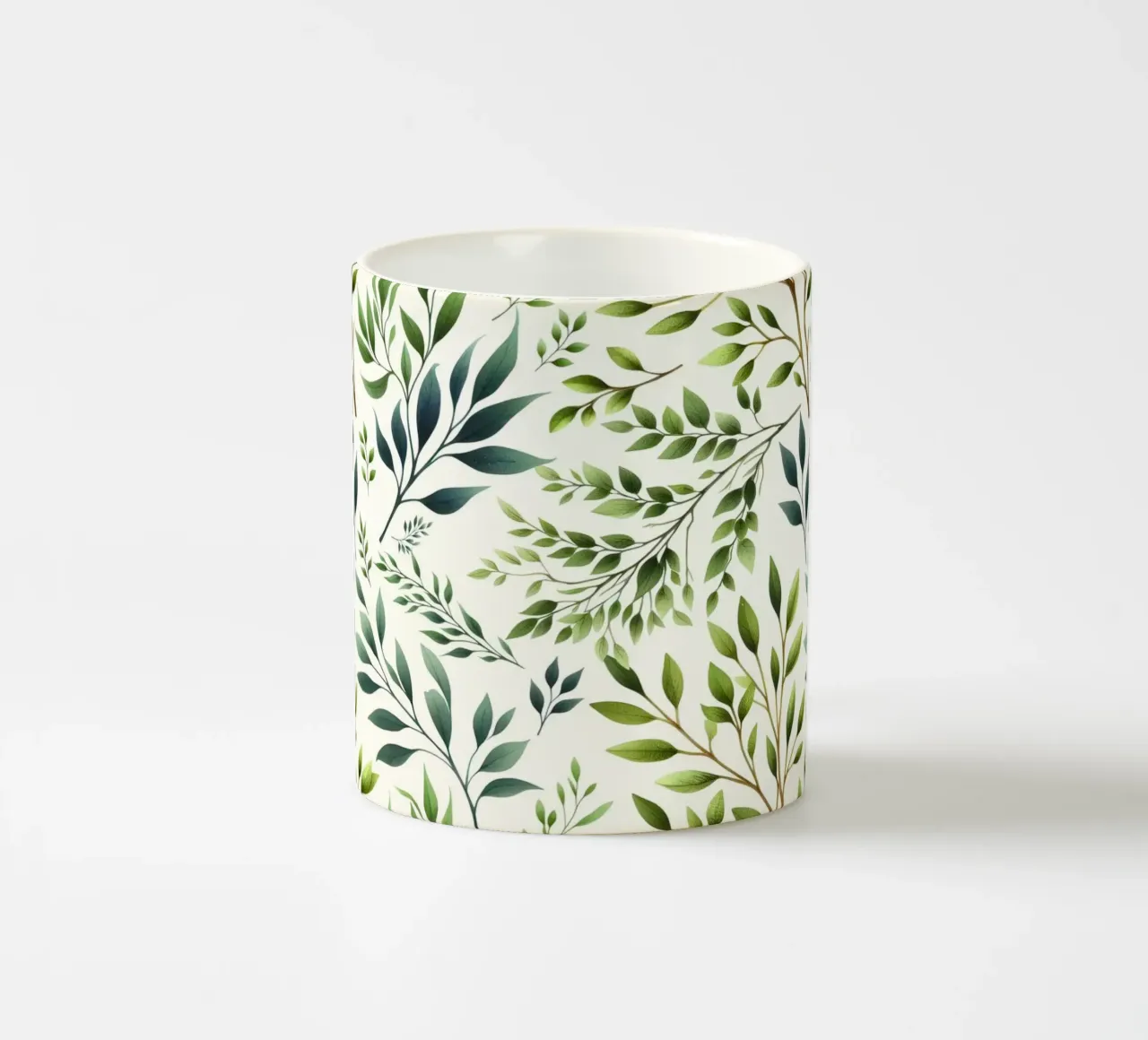 Takken Botanische Print Groen en Crème keramische mok van SilverPegasus