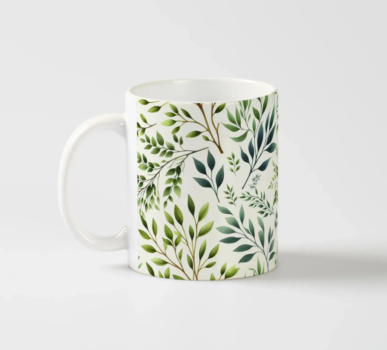 Takken Botanische Print Groen en Crème keramische mok van SilverPegasus