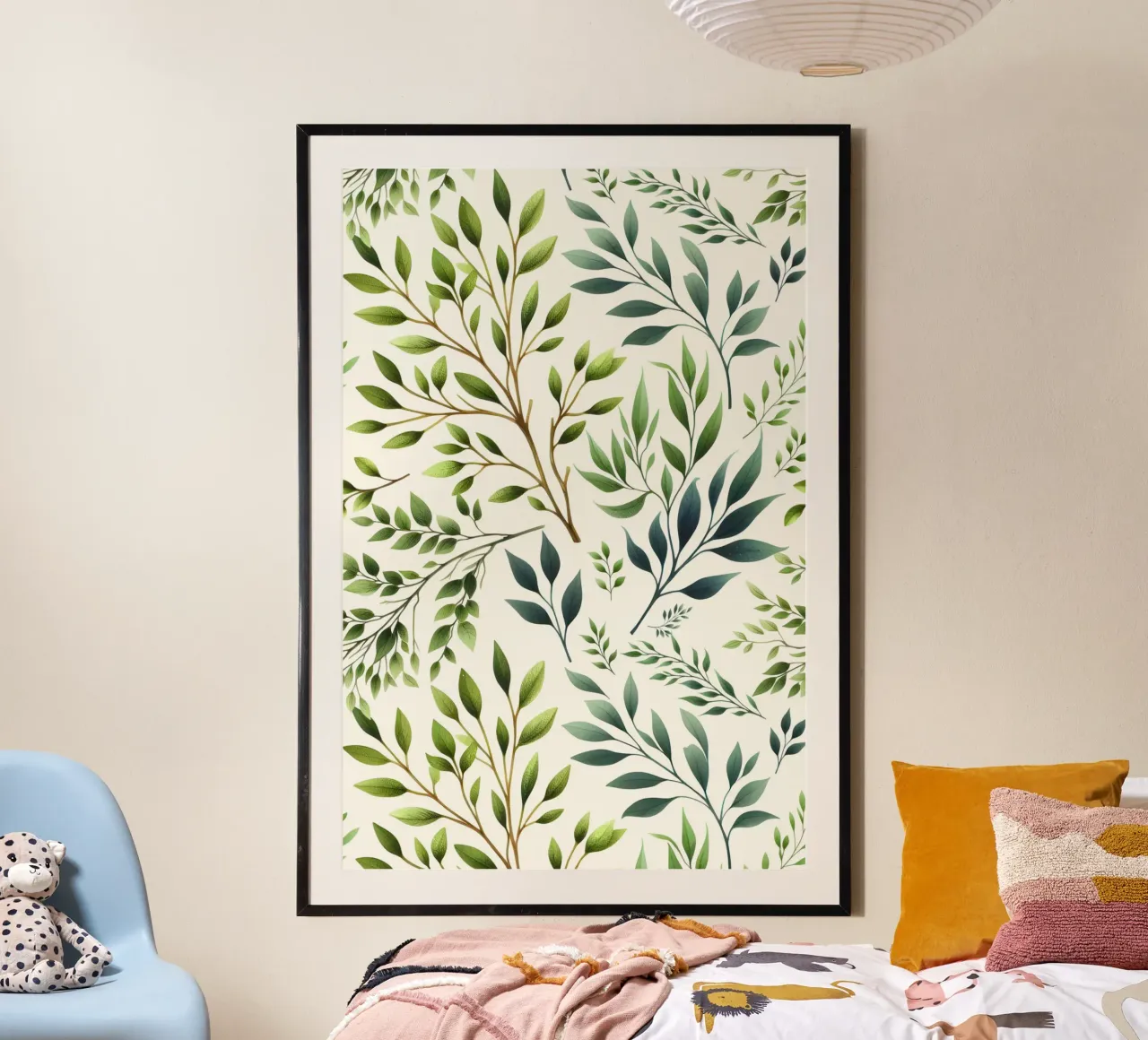 Branches Botanical Print Green and Cream hahnemühle by SilverPegasus