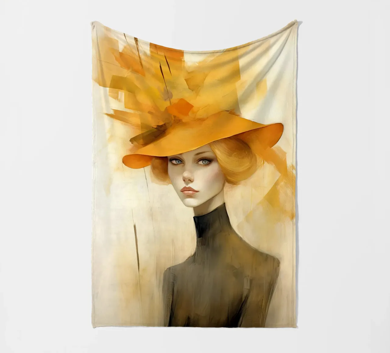 Woman with yellow hat fleece blanket by Imagine