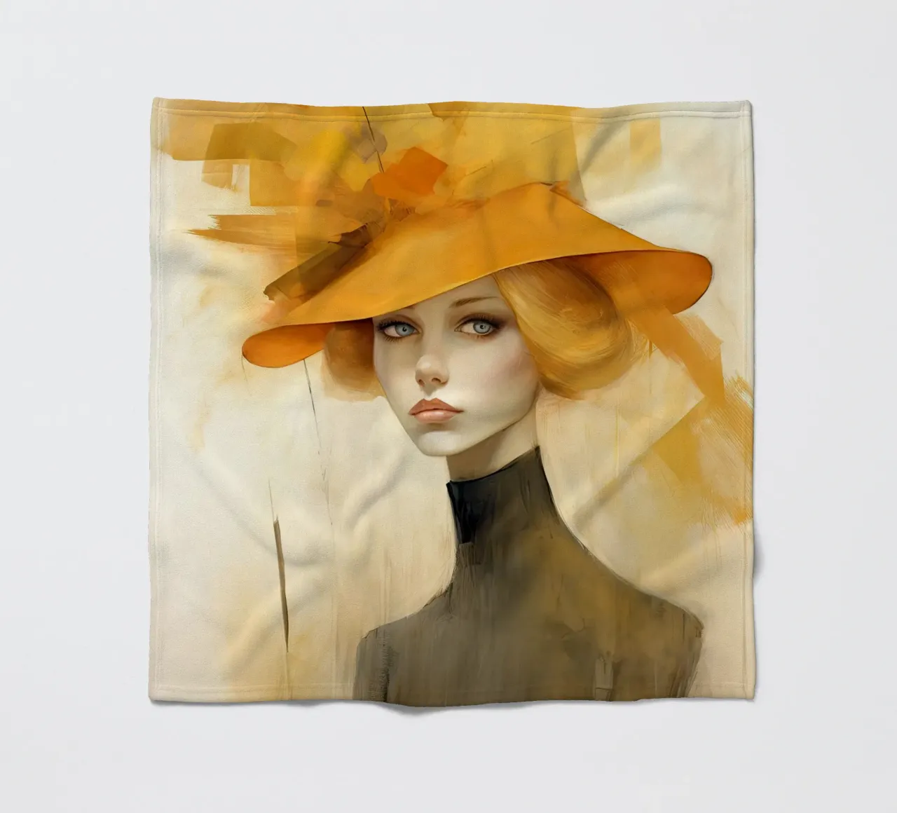 Woman with yellow hat fleece blanket by Imagine