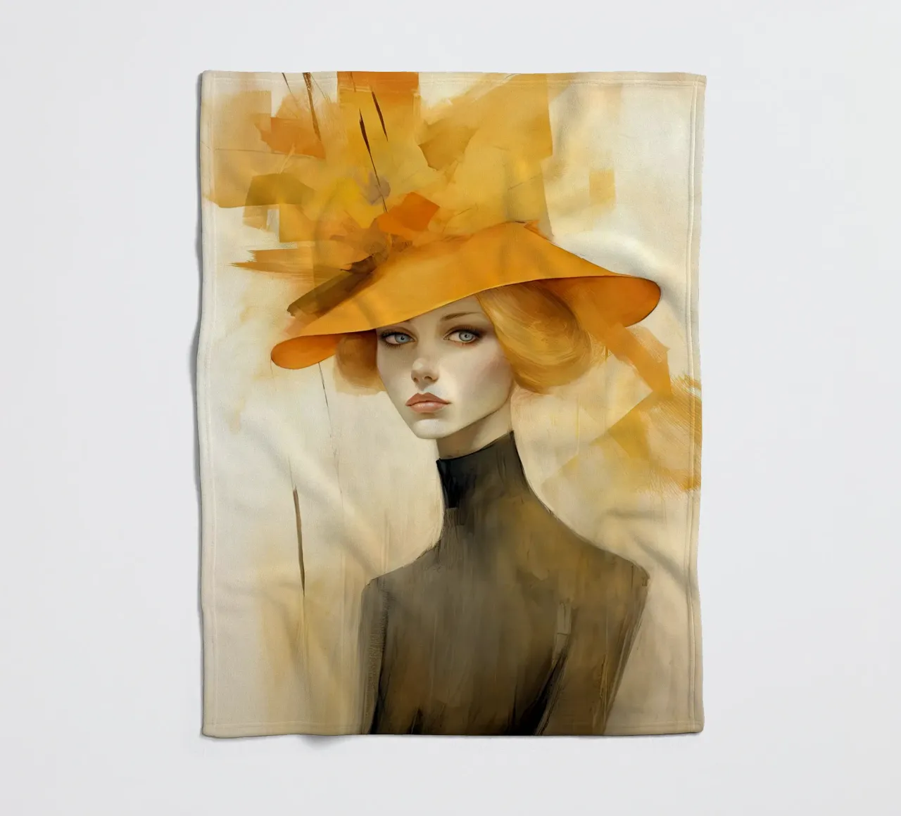Woman with yellow hat fleece blanket by Imagine