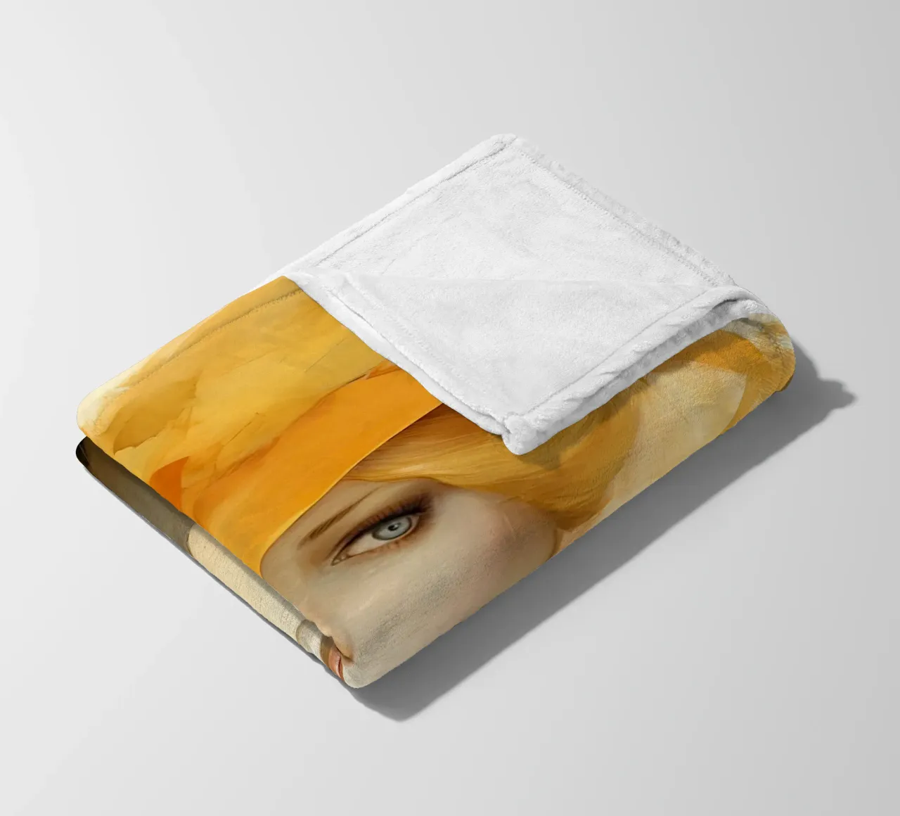 Woman with yellow hat fleece blanket by Imagine