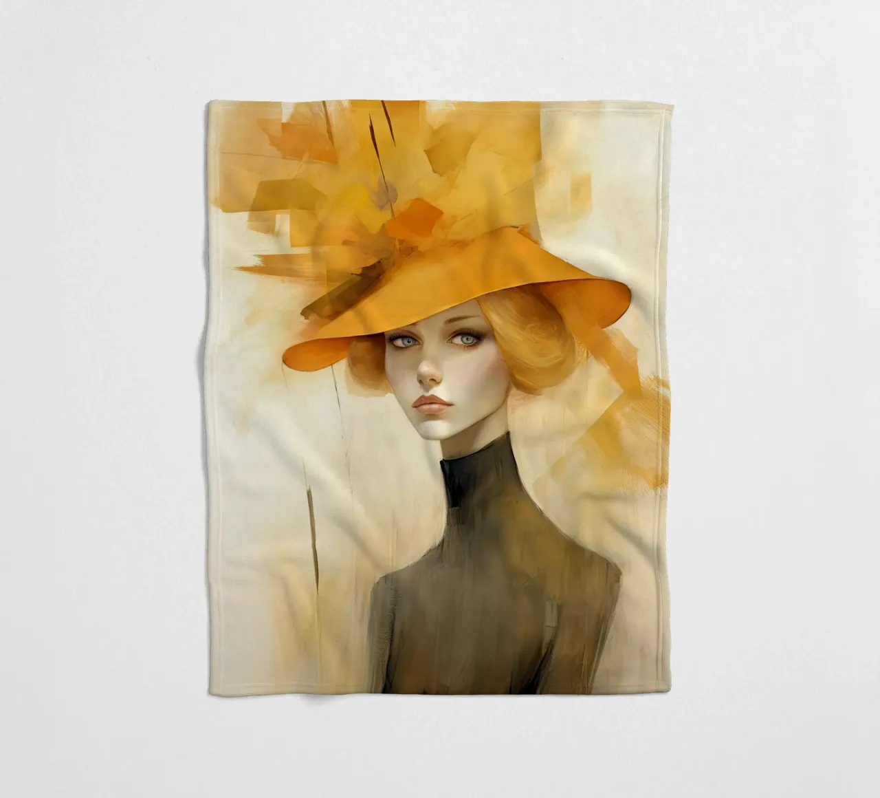 Woman with yellow hat fleece blanket by Imagine