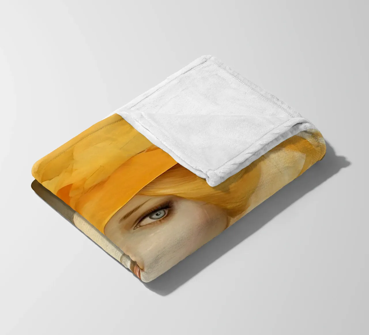 Woman with yellow hat fleece blanket by Imagine