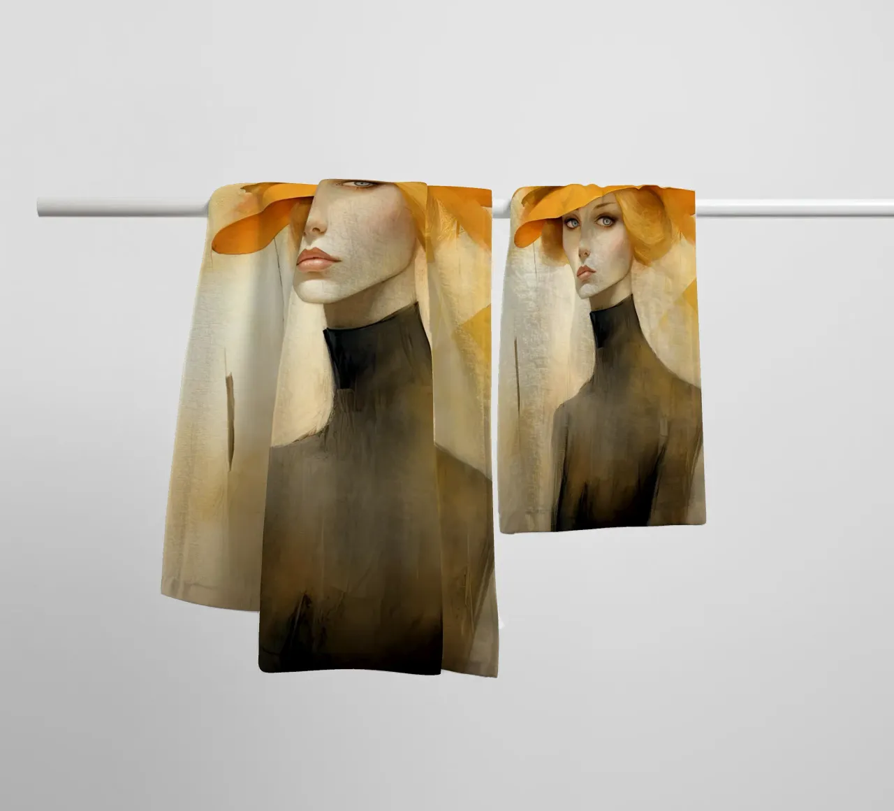 Femme avec un chapeau jaune serviette de bain de Imagine