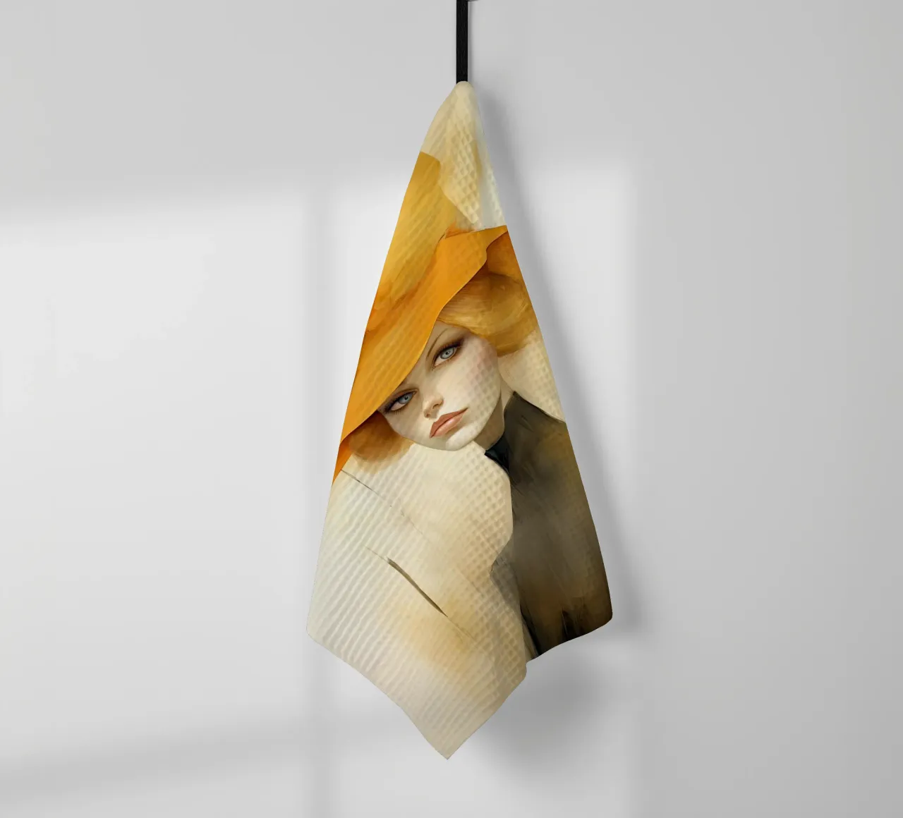 Femme avec un chapeau jaune torchon de Imagine