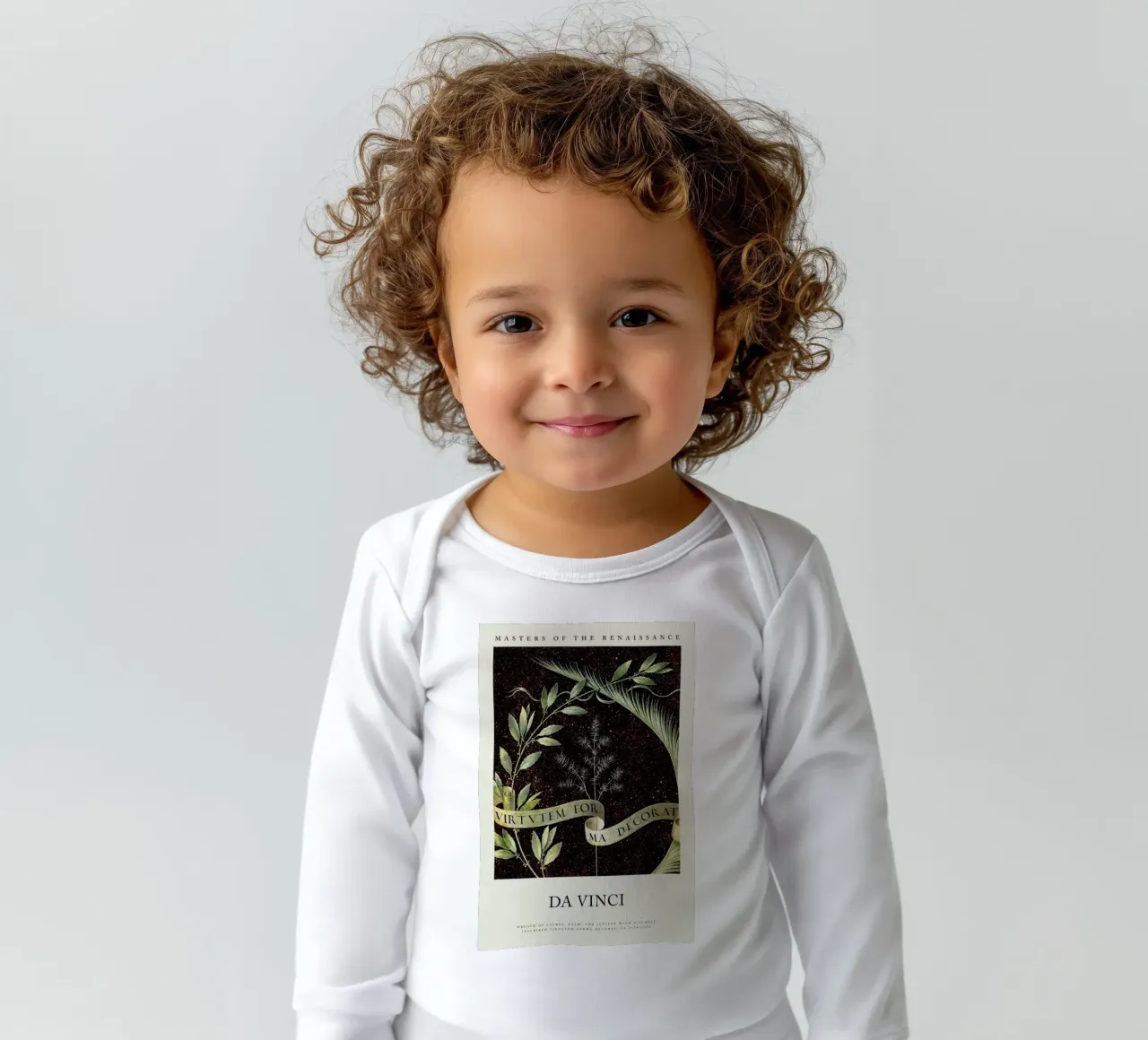 da Vinci - Wreath of Laurel, Palm, and Juniper long-sleeve baby romper by Vintage by JUNIQE