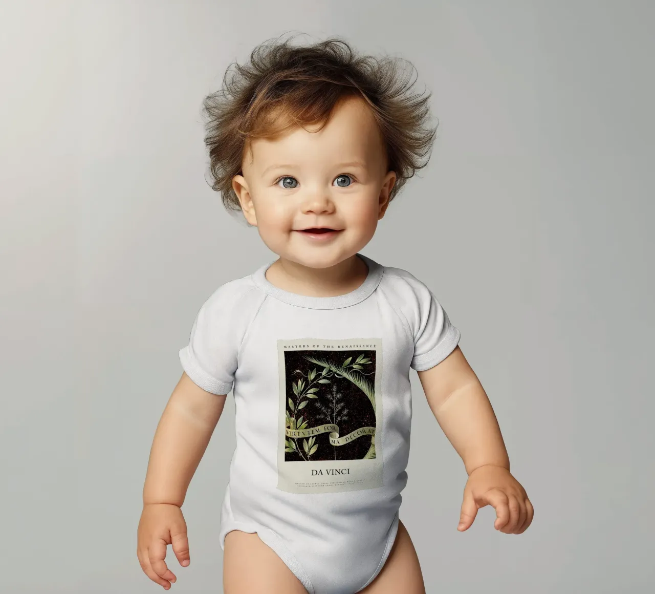 da Vinci - Wreath of Laurel, Palm, and Juniper body neonato maniche corte da Vintage by JUNIQE