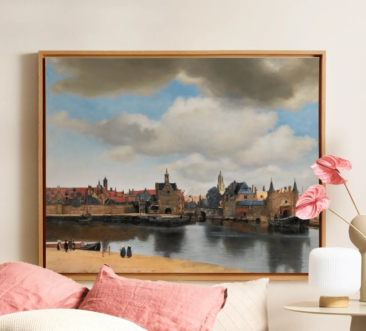 vermeer - vedute di città iconiche tela con Cornice a cassetta da The Dinda