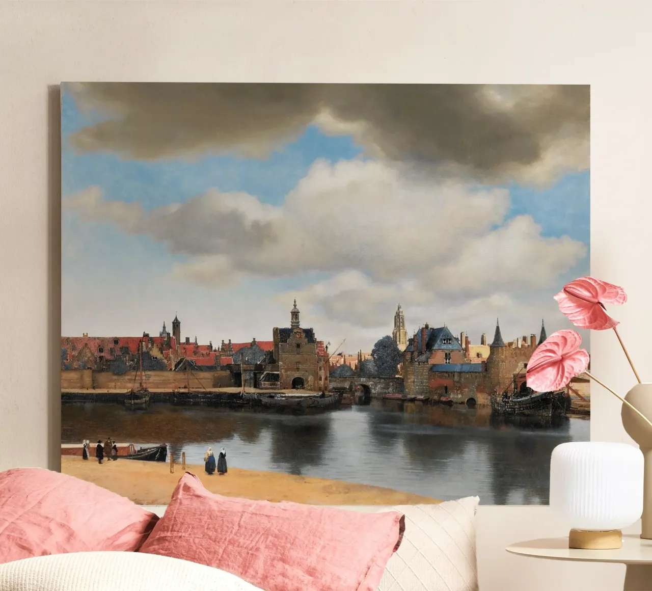 vermeer - vedute di città iconiche tela con Cornice a cassetta da The Dinda