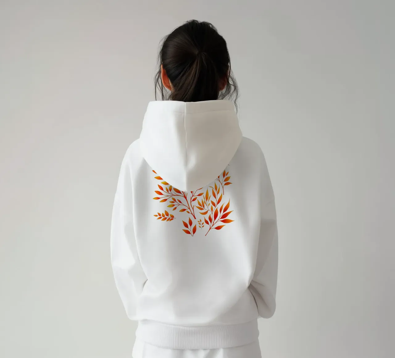 Ramas Estampado Botánico Naranja sudadera con capucha de SilverPegasus