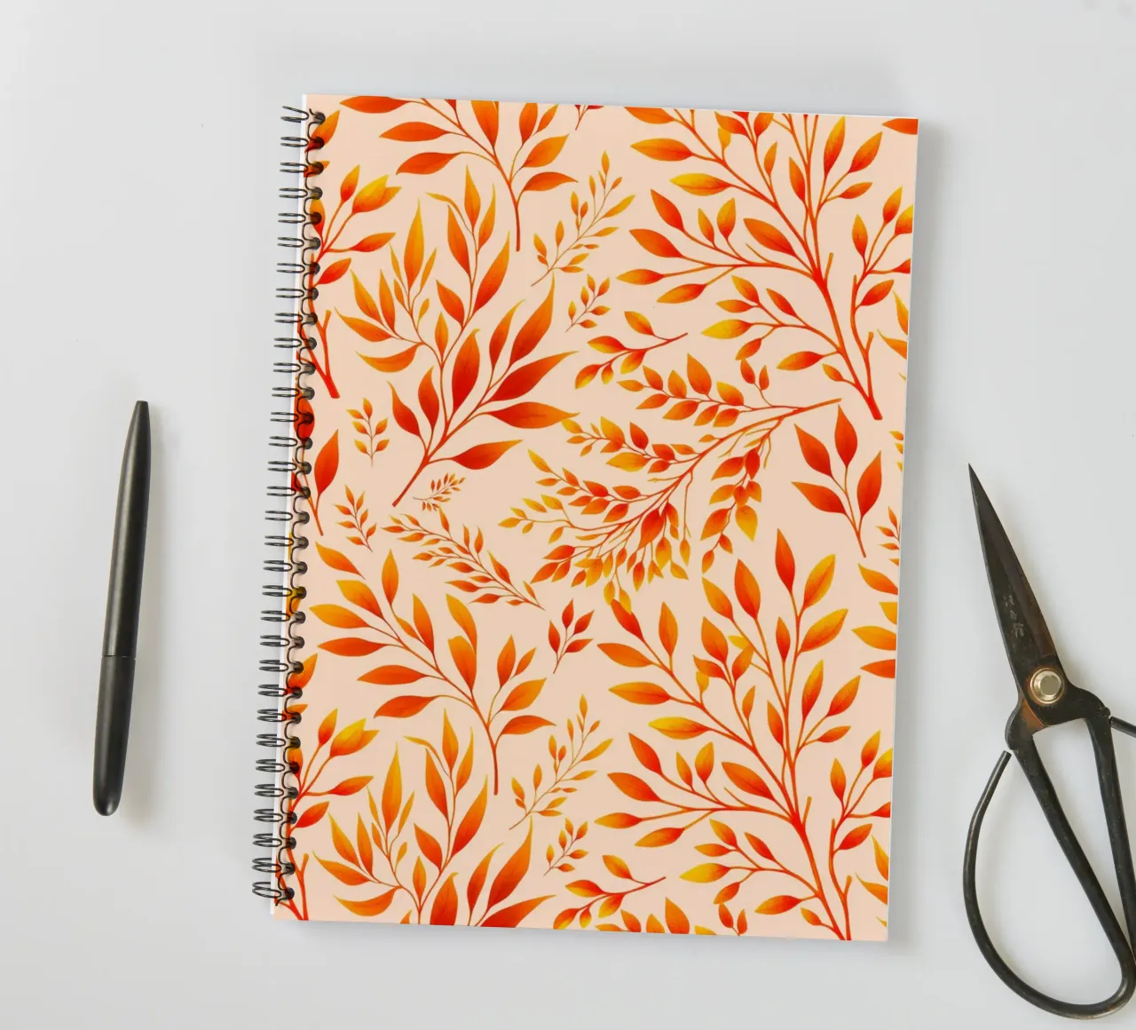Branches Botanical Print Orange spiral notebook by SilverPegasus