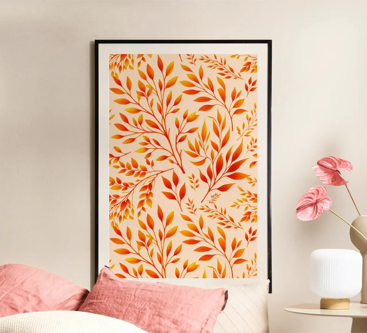 Branches Botanical Print Orange hahnemühle by SilverPegasus